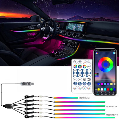 Φωτισμός LED αυτοκινήτου Κρυφές Ακρυλικές Λωρίδες Πλήρες Χρώματα Auto Εσωτερικό RGB 64 Χρώματα Ατμόσφαιρα Εφαρμογή Τηλεχειριστήριο USB