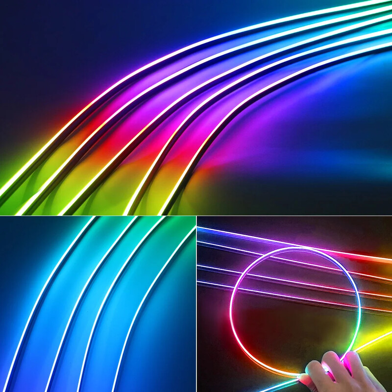 4-IN-1 110+75CM LED-uri pentru mașină Benzi acrilice ambientale Iluminare din spate culori complete Auto Interior RGB Lampă de atmosferă Aplicație Telecomandă USB