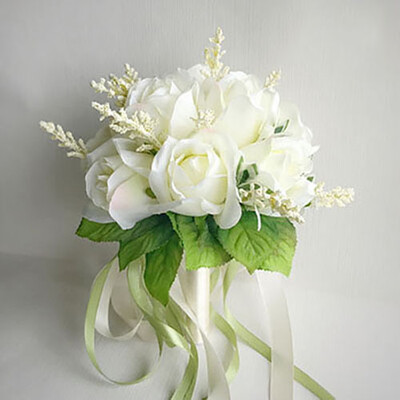 YO CHO Svilene ruže Vjenčani buket za djeveruše Vjenčani buketi Bijelo ružičasto umjetno cvijeće Bračni pribor Dekoracija doma