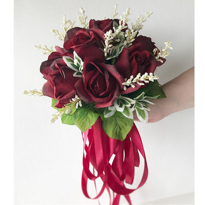 YO CHO Svilene ruže Vjenčani buket za djeveruše Vjenčani buketi Bijelo ružičasto umjetno cvijeće Bračni pribor Dekoracija doma