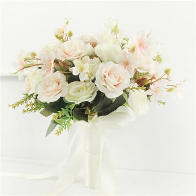 YO CHO Svilene ruže Vjenčani buket za djeveruše Vjenčani buketi Bijelo ružičasto umjetno cvijeće Bračni pribor Dekoracija doma