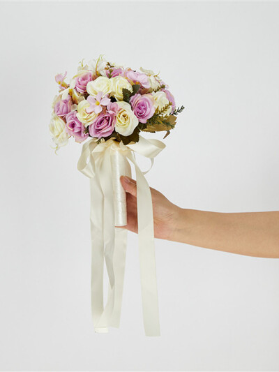 YO CHO Svilene ruže Vjenčani buket za djeveruše Vjenčani buketi Bijelo ružičasto umjetno cvijeće Bračni pribor Dekoracija doma