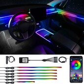 6/5/2 u 1 RGB Led Atmosphere Auto Svjetlo Unutrašnje akrilne trake Svjetla Puna boja Streamer Simfonijska ambijentalna svjetiljka USB/DC/Cigareta