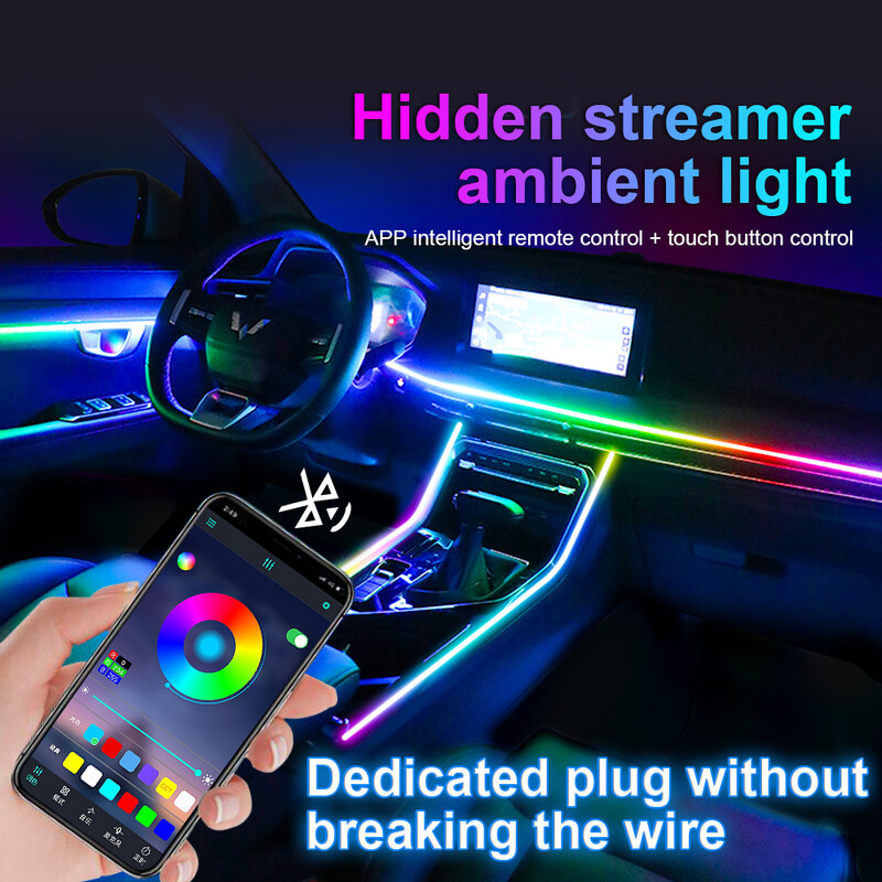 6/5/2 u 1 RGB Led Atmosphere Auto Svjetlo Unutrašnje akrilne trake Svjetla Puna boja Streamer Simfonijska ambijentalna svjetiljka USB/DC/Cigareta