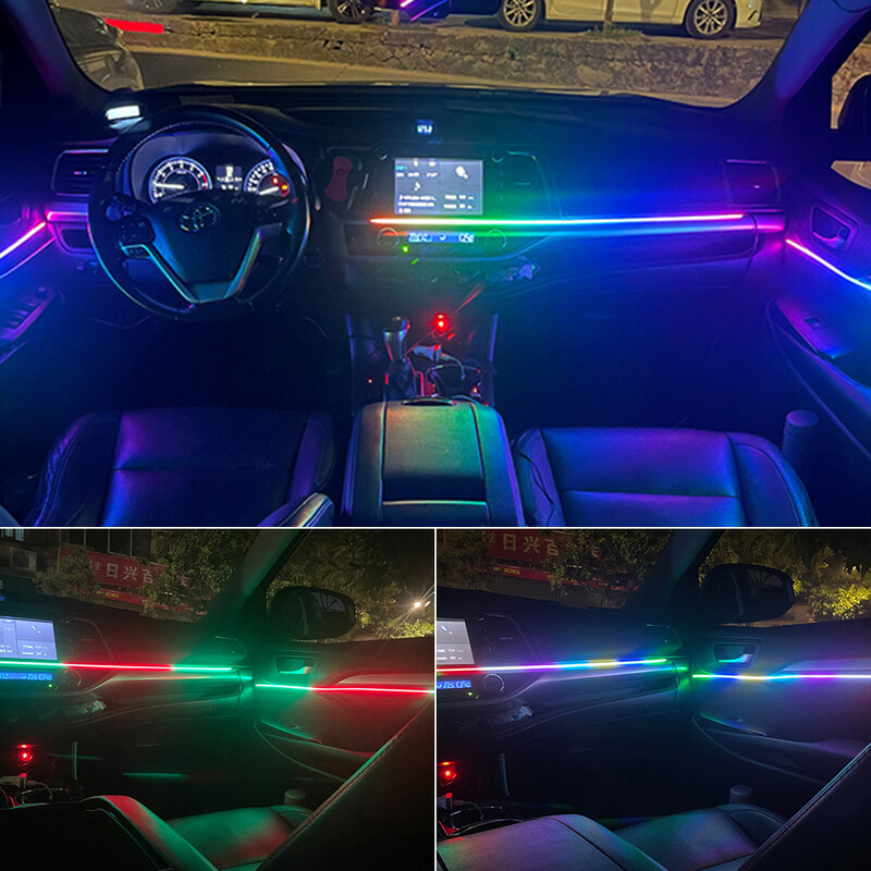6/5/2 u 1 RGB Led Atmosphere Auto Svjetlo Unutrašnje akrilne trake Svjetla Puna boja Streamer Simfonijska ambijentalna svjetiljka USB/DC/Cigareta