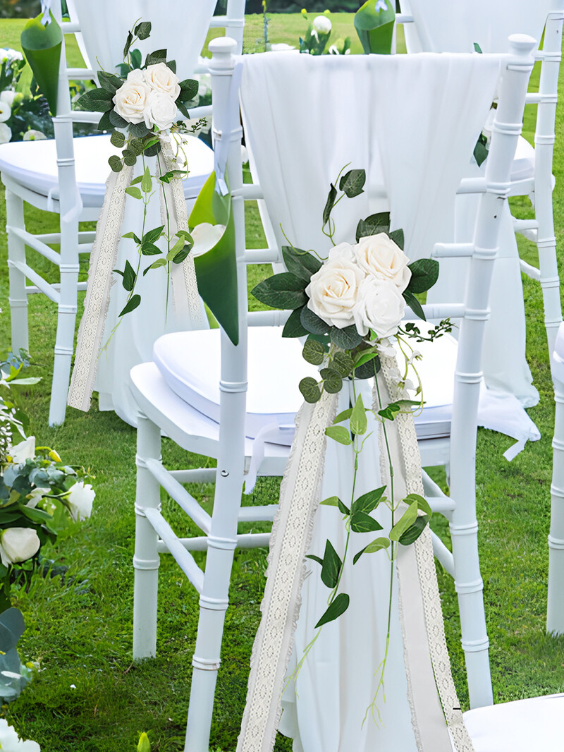 Vestuvinio automobilio durų rankenos veidrodžio dekoras Vestuvių praėjimų papuošimai Kėdės nugarėlės Gėlės Gėlėtos suolos Automobilių dekoracijos ceremonijos vakarėliui