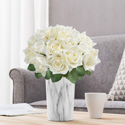 Dirbtinių gėlių rožių puokštė netikra filigraninė plastikinė dirbtinė baltos rožės nuotakos puokštė namų sodo vakarėlio vestuvės