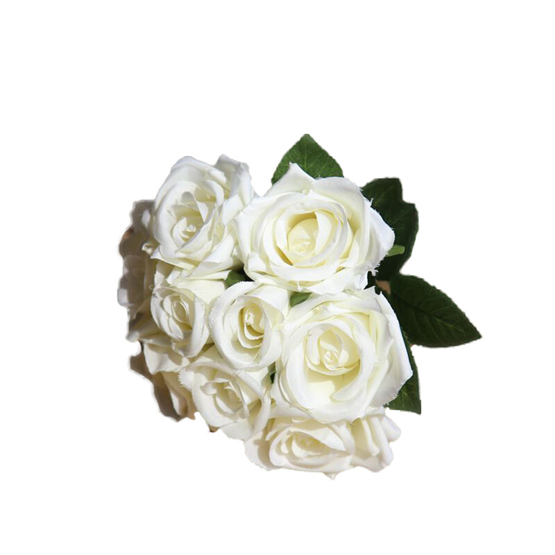 Dirbtinių gėlių rožių puokštė netikra filigraninė plastikinė dirbtinė baltos rožės nuotakos puokštė namų sodo vakarėlio vestuvės