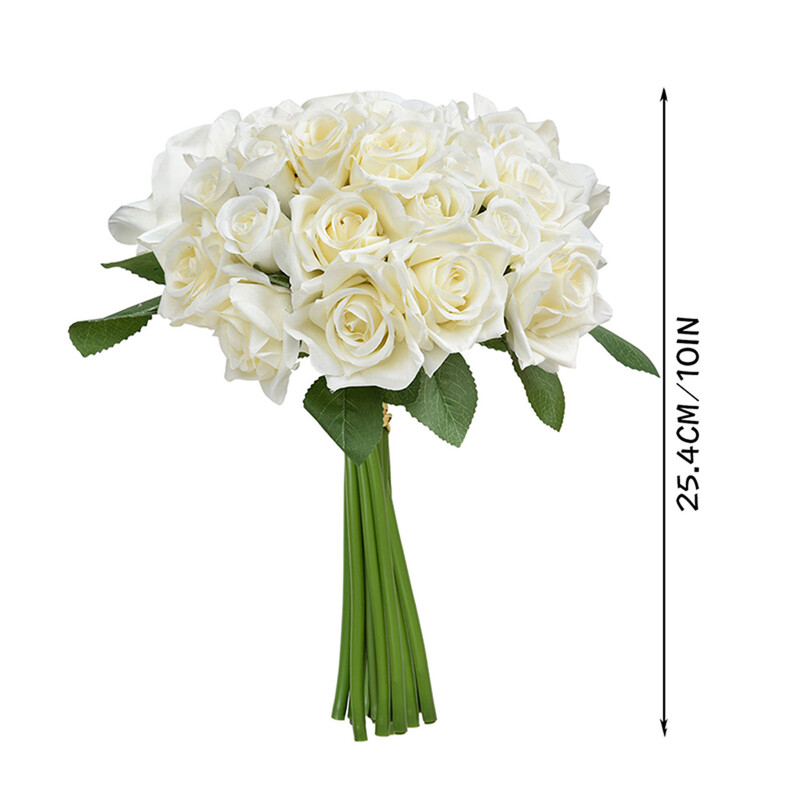 Dirbtinių gėlių rožių puokštė netikra filigraninė plastikinė dirbtinė baltos rožės nuotakos puokštė namų sodo vakarėlio vestuvės