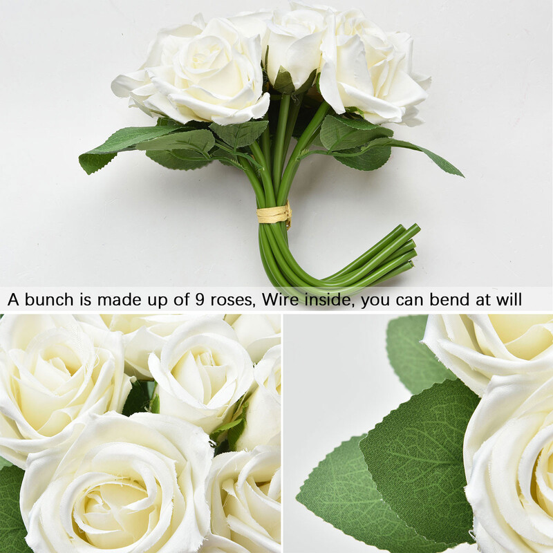 Dirbtinių gėlių rožių puokštė netikra filigraninė plastikinė dirbtinė baltos rožės nuotakos puokštė namų sodo vakarėlio vestuvės