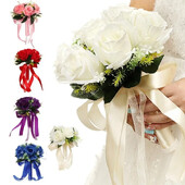 Διακοσμητικά λουλούδια Νυφική ανθοδέσμη παράνυμφος Λευκά μεταξωτά λουλούδια τριαντάφυλλα μπουτονιέρα Διακόσμηση σπιτιού