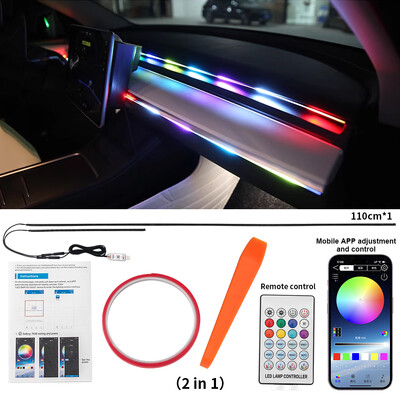 Ακρυλικές ταινίες 2 ΣΕ 1 Dynamic Neon RGB αυτοκινήτου LED Ambient Lighting Dreamcolor με USB για διακοσμητική λάμπα Tesla Model 3/Y/S/X