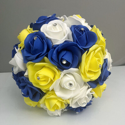 Bijelo žuti vjenčani buket Kraljevsko plavi vjenčani buketi Bouquet de mariage