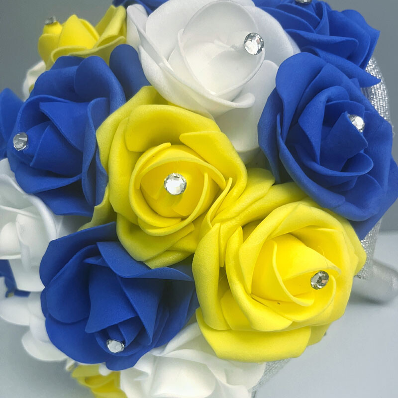 Bijelo žuti vjenčani buket Kraljevsko plavi vjenčani buketi Bouquet de mariage