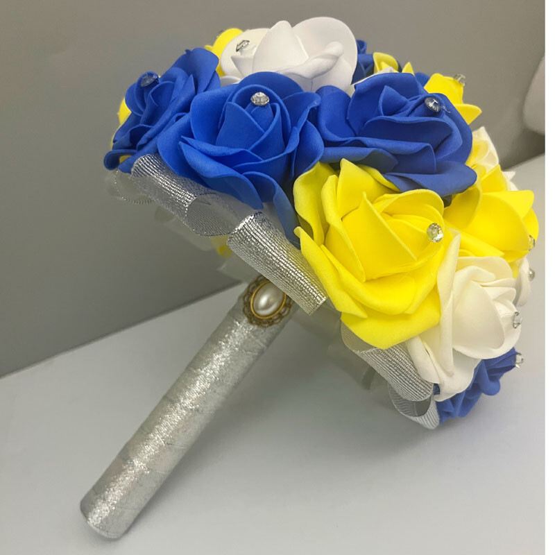Bijelo žuti vjenčani buket Kraljevsko plavi vjenčani buketi Bouquet de mariage