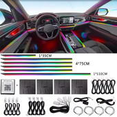 18/22 σε 1 Led Car Atmosphere Lights RGB 64 213 Color Blutooth Rainbow APP Acrylic strip Ambient Lamp Support One Zone Dual Zone