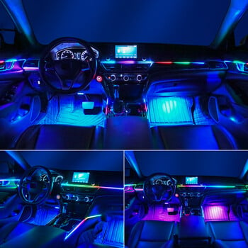 18/22 σε 1 Led Car Atmosphere Lights RGB 64 213 Color Blutooth Rainbow APP Acrylic strip Ambient Lamp Support One Zone Dual Zone