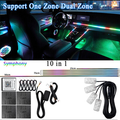 18/22 σε 1 Led Car Atmosphere Lights RGB 64 213 Color Blutooth Rainbow APP Acrylic strip Ambient Lamp Support One Zone Dual Zone