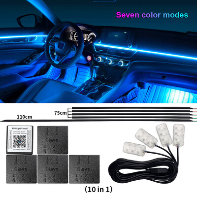 18/22 σε 1 Led Car Atmosphere Lights RGB 64 213 Color Blutooth Rainbow APP Acrylic strip Ambient Lamp Support One Zone Dual Zone