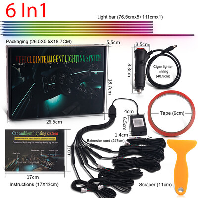2 u 1 5 u 1 6 u 1 Rainbow Symphony Automobilska LED ambijentalna svjetla Unutrašnja akrilna neonska traka Atmosferska svjetiljka za vrata s USB cigaretom