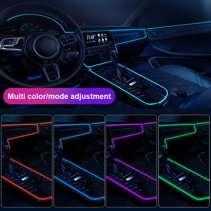 2 u 1 5 u 1 6 u 1 Rainbow Symphony Automobilska LED ambijentalna svjetla Unutrašnja akrilna neonska traka Atmosferska svjetiljka za vrata s USB cigaretom