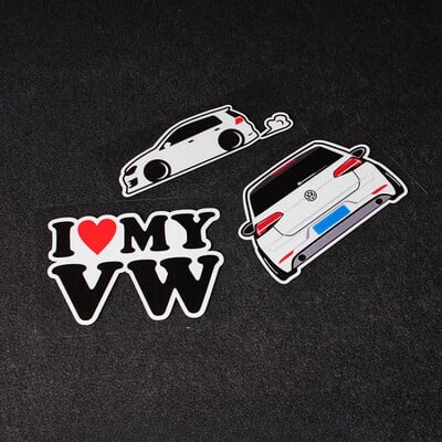 I Love My VW Cartoon Αυτοκόλλητα αυτοκινήτου για Volkswagen VW Golf 4 5 6 7 TSI TCR GTD GTI MK4 MK5 MK3 MK2 MK7 Passat B6 B7 B5 Polo 6R T5