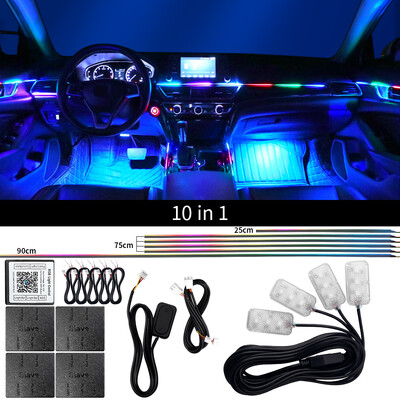 18 u 1 Symphony Dual Zone Automobilska LED ambijentalna rasvjeta u punoj boji Streamer RGB skrivena unutarnja akrilna traka za dekoraciju atmosfere