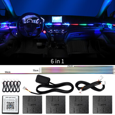 18 u 1 Symphony Dual Zone Automobilska LED ambijentalna rasvjeta u punoj boji Streamer RGB skrivena unutarnja akrilna traka za dekoraciju atmosfere