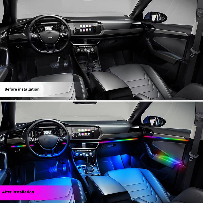 18 u 1 Symphony Streamer Ambijentalna svjetla automobila Unutrašnja LED akrilna traka Svjetlo RGB 64 boje Dekoracija Atmosferska svjetiljka APP Daljinski