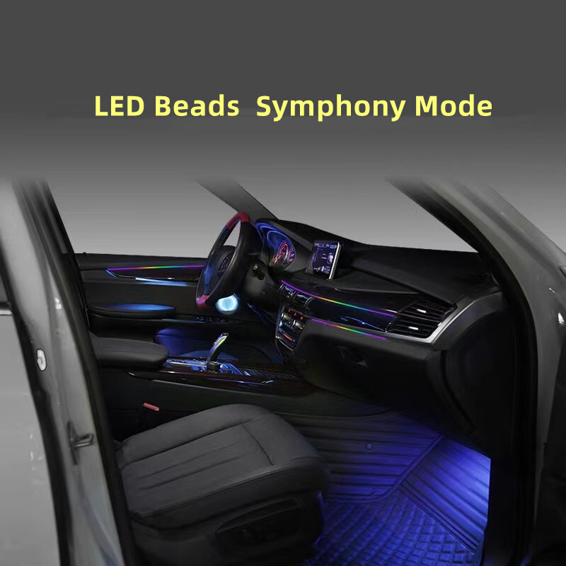 18 u 1 Symphony Streamer Ambijentalna svjetla automobila Unutrašnja LED akrilna traka Svjetlo RGB 64 boje Dekoracija Atmosferska svjetiljka APP Daljinski