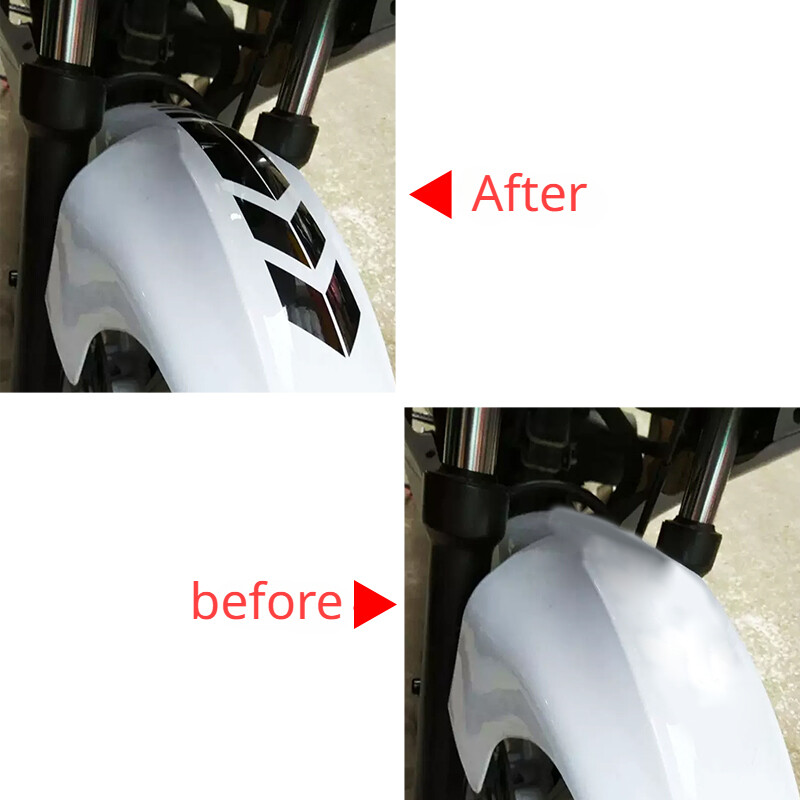 Autocolante cu dungi pentru săgeți pentru motociclete DIY pentru apărătoare pentru motociclete față și spate Autocolante reflectorizante din vinil Decorație pentru protecție împotriva stropilor 34x5,5 cm