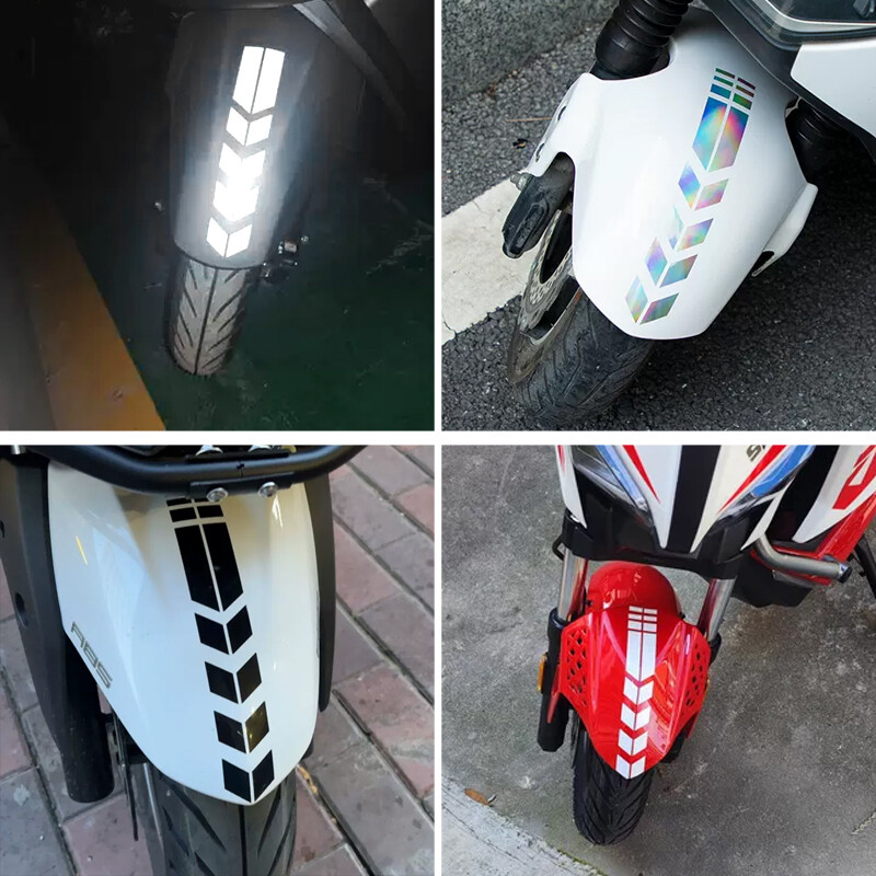 Autocolante cu dungi pentru săgeți pentru motociclete DIY pentru apărătoare pentru motociclete față și spate Autocolante reflectorizante din vinil Decorație pentru protecție împotriva stropilor 34x5,5 cm