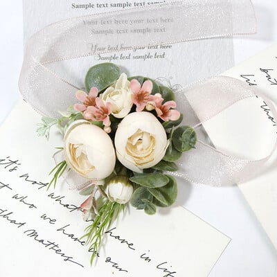Ružičasti mladoženjin koržaž Vjenčani boutonniere Ružičasti broš Cvijeće Igla za djeveruše za goste Bračni dodaci Rekviziti za fotografije za goste