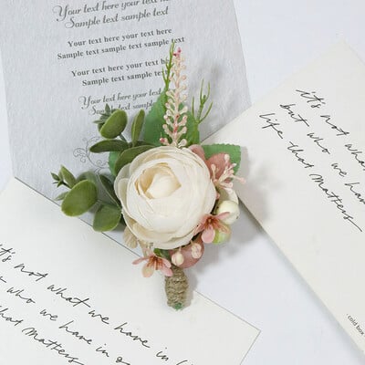 Ružičasti mladoženjin koržaž Vjenčani boutonniere Ružičasti broš Cvijeće Igla za djeveruše za goste Bračni dodaci Rekviziti za fotografije za goste