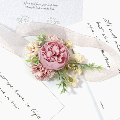 Ružičasti mladoženjin koržaž Vjenčani boutonniere Ružičasti broš Cvijeće Igla za djeveruše za goste Bračni dodaci Rekviziti za fotografije za goste