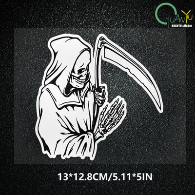 Juokingi skeleto zombių automobilių lipdukai sunkvežimio durims, pasidaryk pats, mirties dievas, automobilių lipdukai pjautuvo formos totemo priekinio dangtelio vinilo lipdukai automobiliams