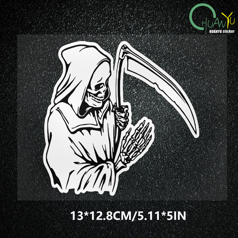 Juokingi skeleto zombių automobilių lipdukai sunkvežimio durims, pasidaryk pats, mirties dievas, automobilių lipdukai pjautuvo formos totemo priekinio dangtelio vinilo lipdukai automobiliams