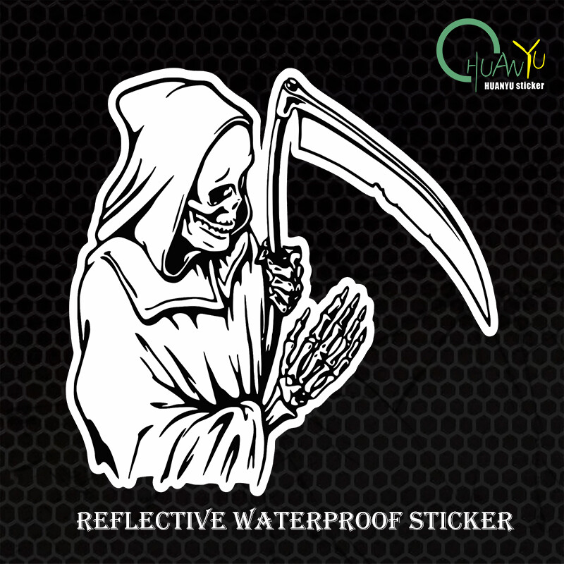 Juokingi skeleto zombių automobilių lipdukai sunkvežimio durims, pasidaryk pats, mirties dievas, automobilių lipdukai pjautuvo formos totemo priekinio dangtelio vinilo lipdukai automobiliams