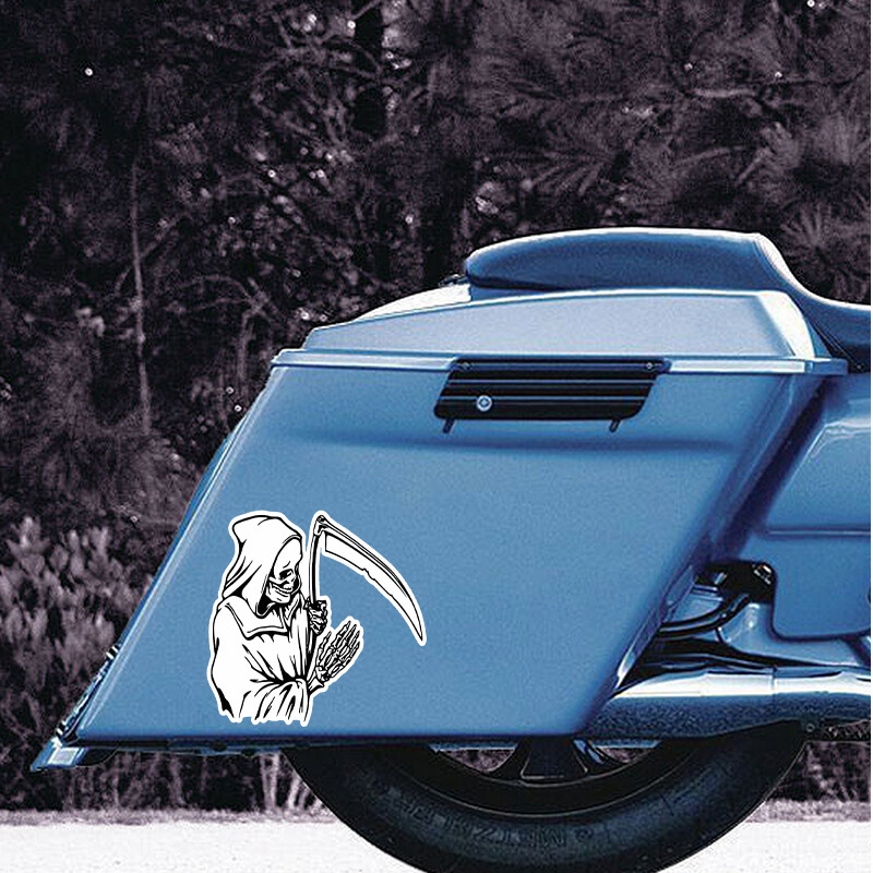 Juokingi skeleto zombių automobilių lipdukai sunkvežimio durims, pasidaryk pats, mirties dievas, automobilių lipdukai pjautuvo formos totemo priekinio dangtelio vinilo lipdukai automobiliams