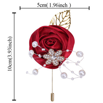 YeeNanee Bridesmaid Satin Rose Pearl Wrist Corsage & Boutonniere with Crystal Groomsman Boutonniere for Prom Party Wedding Decor