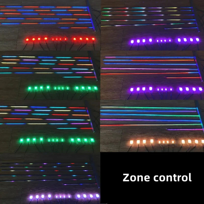 18 in1 Ghid acrilic pentru interiorul mașinii Benzi de fibră Iluminare de fundal 6 în 1 Lumini ambientale pentru mașină RBG 64 Lampă de atmosferă pentru decorare în culori
