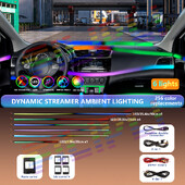 18IN1 Νέον Φωτιστικά Εσωτερικού Αυτοκινήτου APP APP DIY Control Ακρυλική ταινία Οδηγός φωτός οπτικών ινών RGB Auto Decoration Light Atmosphere