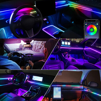 18IN1 Neon Car Interior Ambient Lights APP DIY Control Акрилна лента Светлинен водач Fiber Optic RGB Автоматична декорация Atmosphere Lamp