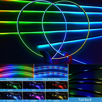 18IN1 Neon Car Interior Ambient Lights APP DIY Control Акрилна лента Светлинен водач Fiber Optic RGB Автоматична декорация Atmosphere Lamp