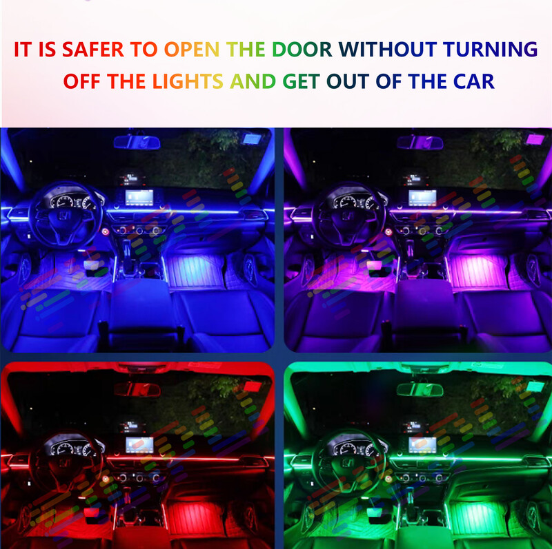 18IN1 Νέον Φωτιστικά Εσωτερικού Αυτοκινήτου APP APP DIY Control Ακρυλική ταινία Οδηγός φωτός οπτικών ινών RGB Auto Decoration Light Atmosphere
