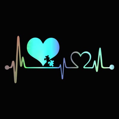 16,6 CM * 7,2 CM Autizam Heart Beat Lifeline Kreativne naljepnice za automobil Prozor automobila Osobnost Ukrasni dodaci Naljepnice za stil automobila