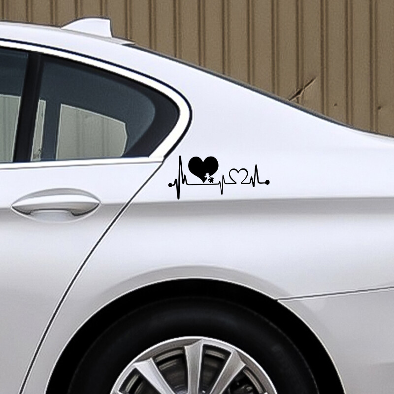 16,6 CM * 7,2 CM Autizam Heart Beat Lifeline Kreativne naljepnice za automobil Prozor automobila Osobnost Ukrasni dodaci Naljepnice za stil automobila