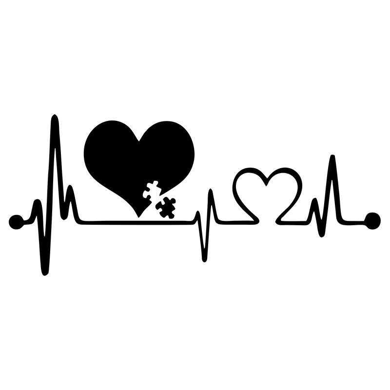 16,6 CM * 7,2 CM Autizam Heart Beat Lifeline Kreativne naljepnice za automobil Prozor automobila Osobnost Ukrasni dodaci Naljepnice za stil automobila