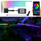 5/6 σε 1 RGB 64 Χρώμα Rainbow Symphony Car Ambient Lighting Kit Εσωτερικό Ακρυλικό LED λωρίδα φωτός διακόσμησης ατμοσφαιρικό φωτιστικό APP