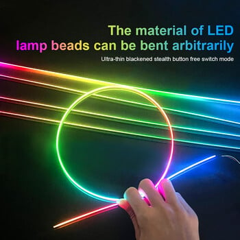 5/6 σε 1 RGB 64 Χρώμα Rainbow Symphony Car Ambient Lighting Kit Εσωτερικό Ακρυλικό LED λωρίδα φωτός διακόσμησης ατμοσφαιρικό φωτιστικό APP